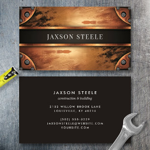 Rustic Copper Industrial Metal Masculine Business Card