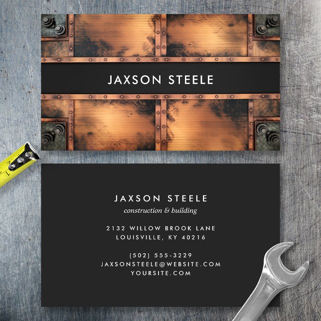Rustic Copper Industrial Riveted Metal  Business Card (Creator Uploaded)