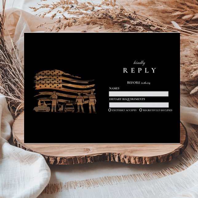 Rustic Copper Police Academy Graduation RSVP Card (Creator Uploaded)