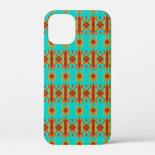 Rustic Copper Red Turquoise Green Pattern iPhone 12 Mini Case