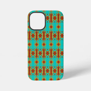Rustic Copper Red Turquoise Green Pattern iPhone 12 Mini Case