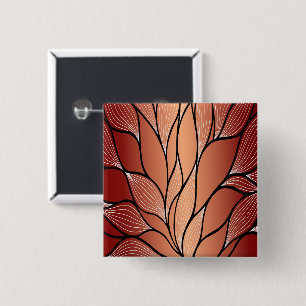 Rustic Coppery Bronze Leave Pattern  15 Cm Square Badge