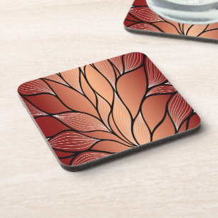 Rustic Coppery Bronze Leave Pattern Coaster