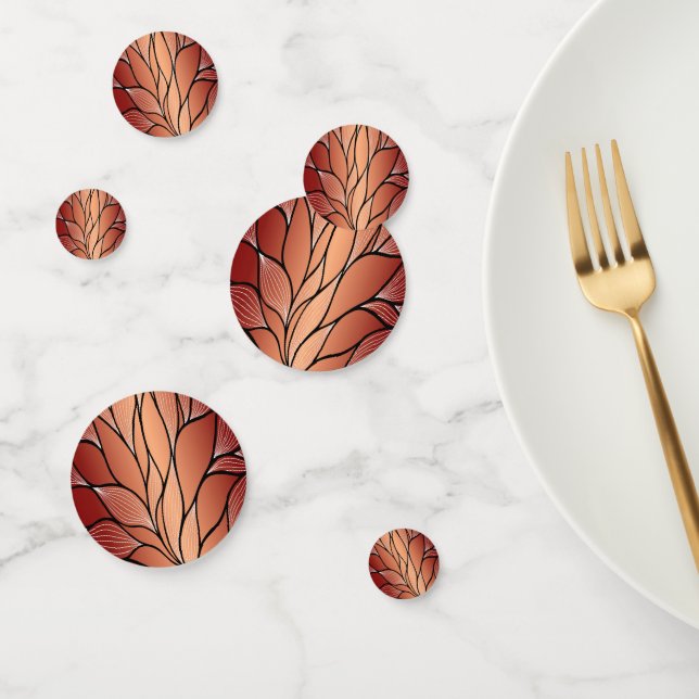 Rustic Coppery Bronze Leave Pattern  Confetti (Group)
