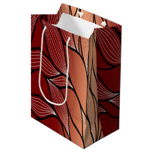 Rustic Coppery Bronze Leave Pattern  Medium Gift Bag
