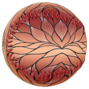 Rustic Coppery Bronze Leave Pattern Softball