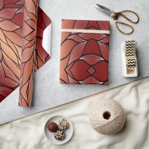 Rustic Coppery Bronze Leave Pattern Wrapping Paper