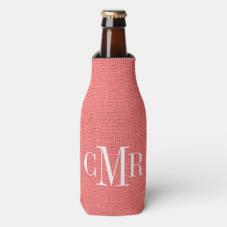 Rustic Coral Classic Monogram Bottle Cooler