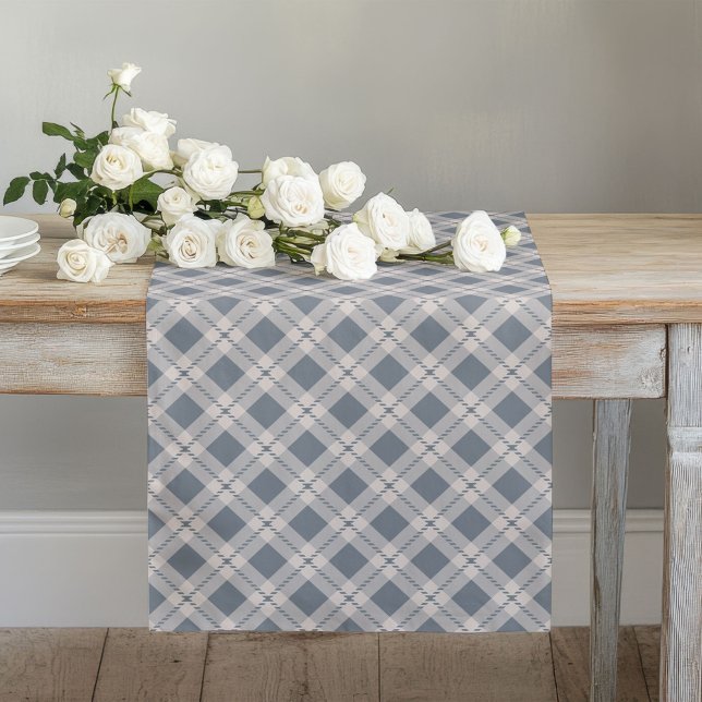Rustic Coral Peach & Grey Table Runner with Plaid (Rustic Coral Peach & Grey Table Runner with Plaid)