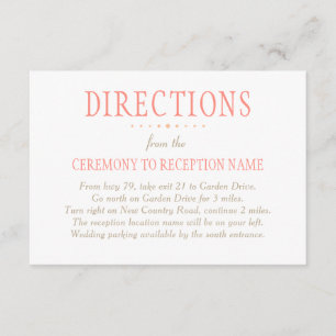 Rustic Coral Pink Wedding Directions Enclosure Card