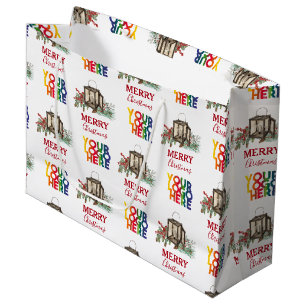 Rustic Corporate Business Logo Christmas  Large Gift Bag