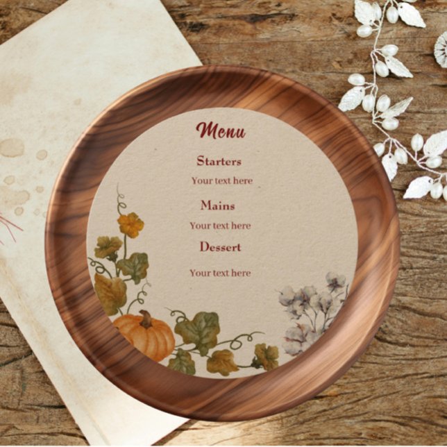 Rustic & Cosy Autumn Wedding Collection Flat Menu (Creator Uploaded)