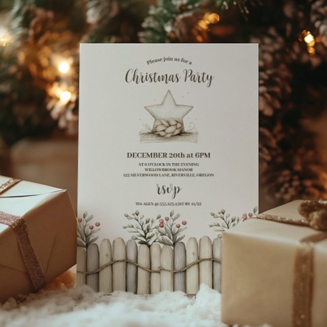 Rustic Cosy Blue Christmas Party Invitation (Creator Uploaded)