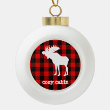 Rustic Cosy Cabin Buffalo Plaid Moose