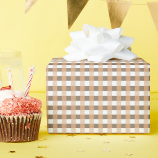 Rustic Cosy Neutral Brown Gingham Wrapping Paper