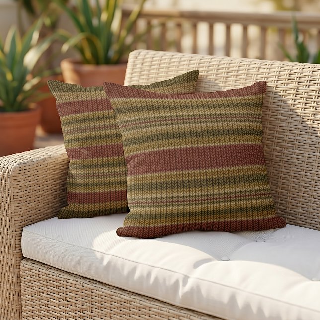 Rustic Cosy Vintage Autumn Stripes Pattern Cushion (Creator Uploaded)