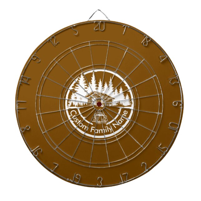 Rustic Cottage Cabin Barn | Custom Family Name Dartboard (Front)