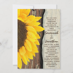 Rustic Cottage Chic Sunflower Wedding Invitation