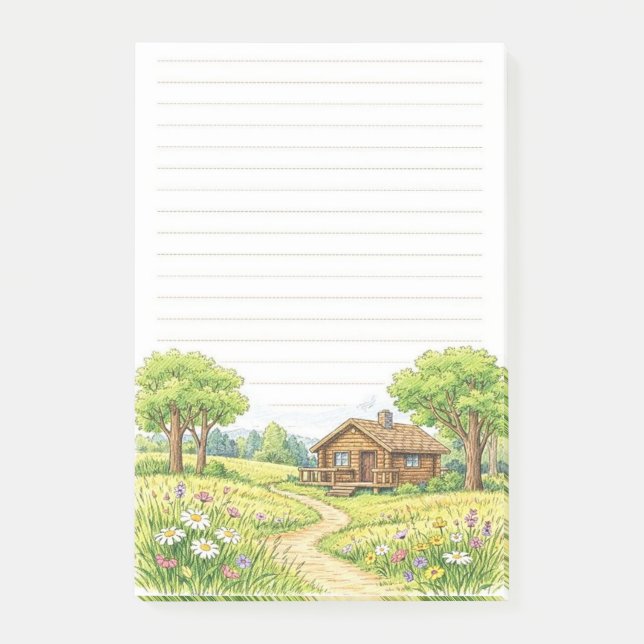 Rustic Cottage Countryside Lined Notepad | Cozy Ca (Front)