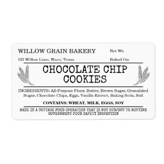 Rustic Cottage Food Chocolate Chip Cookie Label