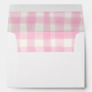 Rustic Cottage Pink Gingham Baby Shower Lined Envelope