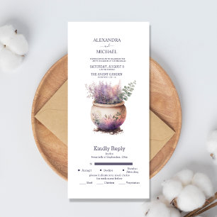 Rustic Cottage Purple Lavender Wedding  All In One Invitation