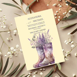Rustic Cottage Purple Lavender Wedding Invitation