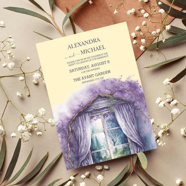 Rustic Cottage Purple Lavender Wedding Invitation (Creator Uploaded)