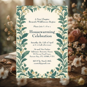 Rustic Cottagecore William Morris Art Housewarming Invitation