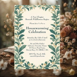 Rustic Cottagecore William Morris Art Housewarming Invitation