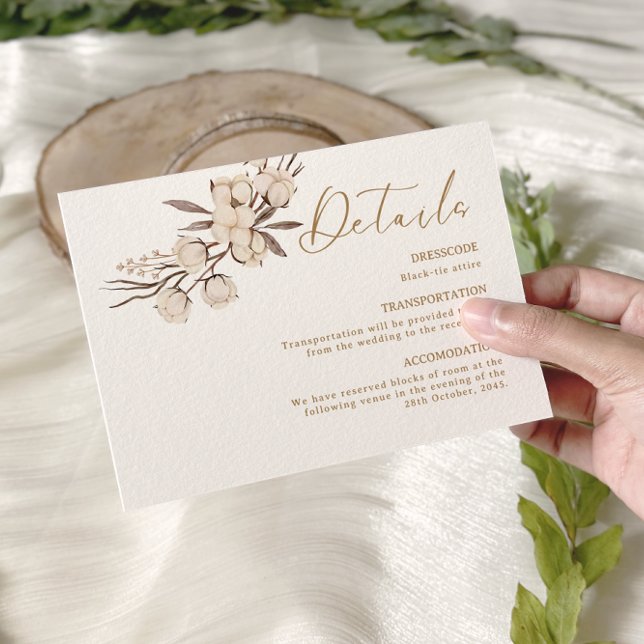 Rustic Cotton Floral Wedding Details Enclosure Card (Creator Uploaded)