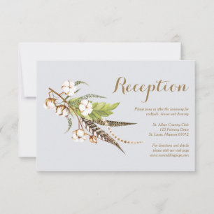 Rustic Cotton Floral Wedding Reception Card