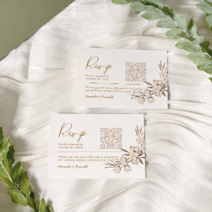 Rustic Cotton Floral Wedding RSVP Card