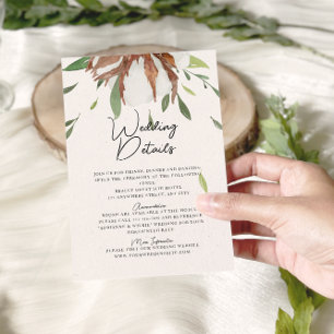 Rustic Cotton Greenery Wedding Details Enclosure Card