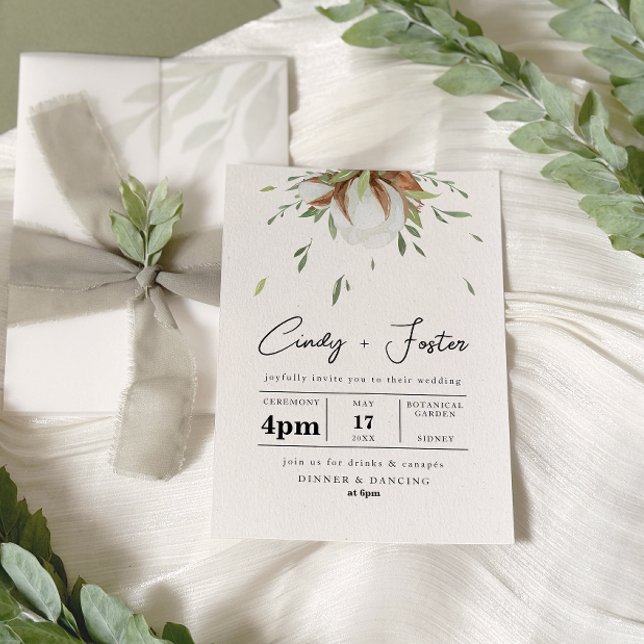 Rustic Cotton Greenery Wedding Invitation (Creator Uploaded)