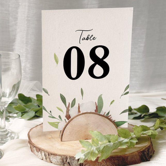Rustic Cotton Greenery Wedding Table Numbers (Creator Uploaded)