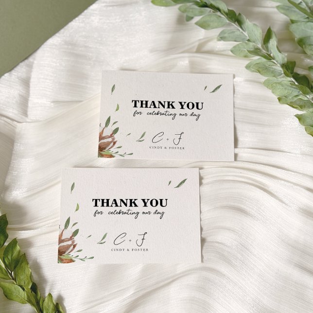 Rustic Cotton Greenery Wedding Thank You Card (Creator Uploaded)
