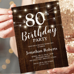 Rustic Country 80th Birthday Party Invitation