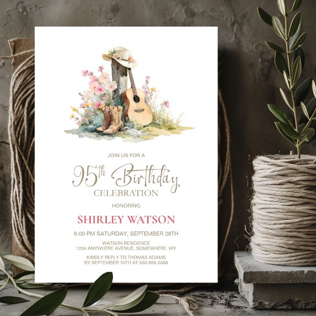 Rustic Country 95th Birthday Party Invitation (Creator Uploaded)