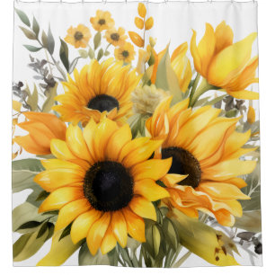 Rustic Country Americana Sunflower Shower Curtains