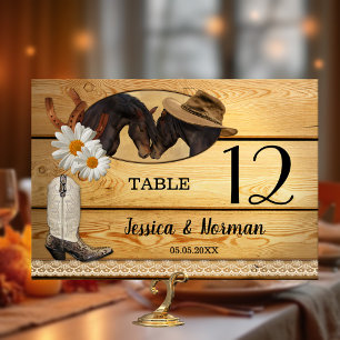 Rustic Country and Western Table Number Card