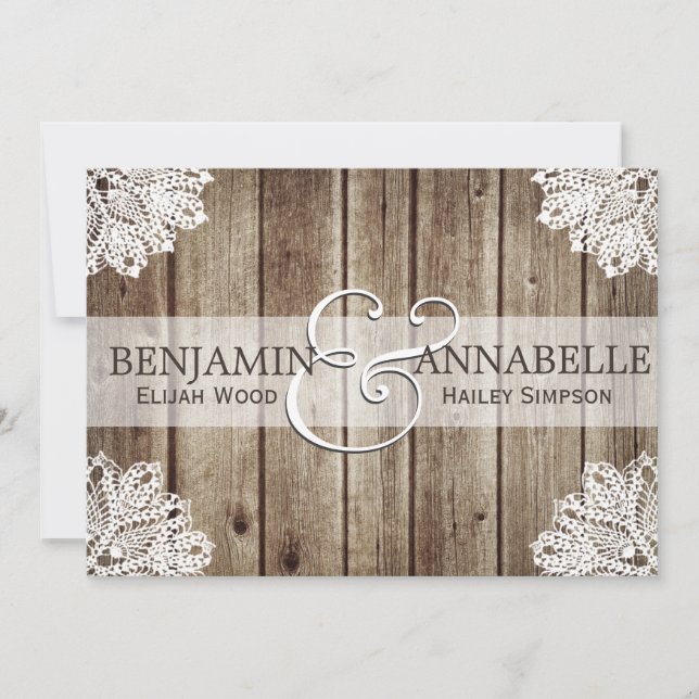 Rustic Country Antique Wood Wedding Invitation (Front)