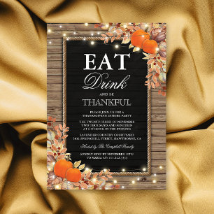 Rustic Country Autumn Fall Harvest Thanksgiving Invitation