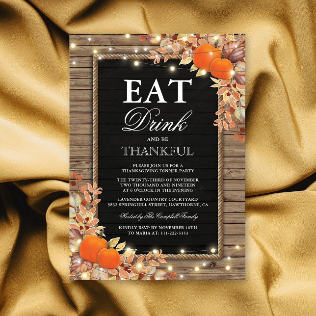 Rustic Country Autumn Fall Harvest Thanksgiving Invitation (Creator Uploaded)