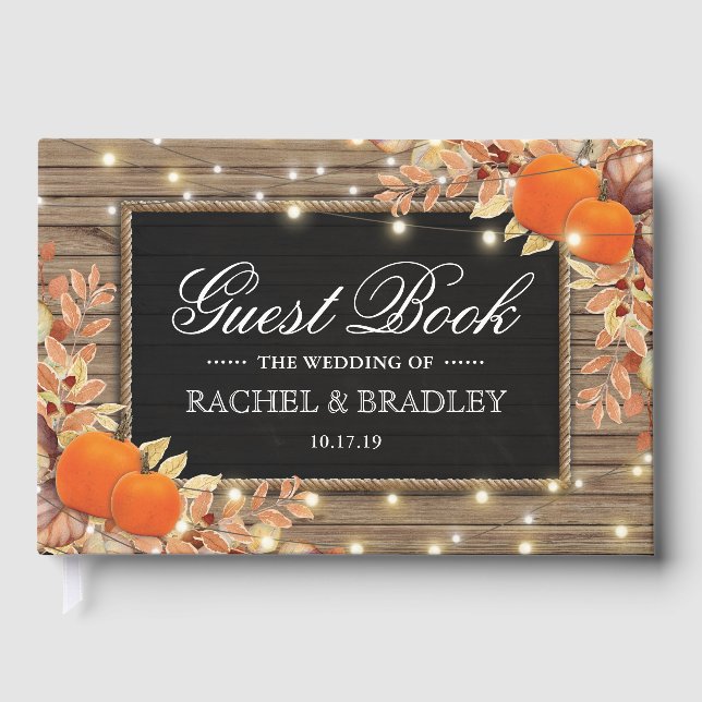 Rustic Country Autumn Fall Wedding Guest Book (Front)