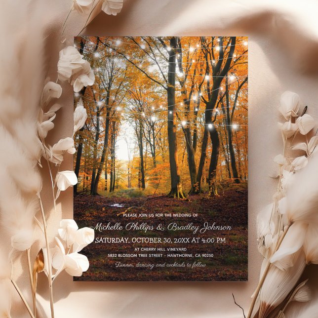 Rustic Country Autumn Fall Woodland Wedding Invitation (Creator Uploaded)