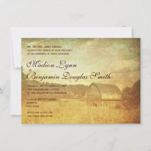 Rustic Country Barn Distressed Wedding Invitations