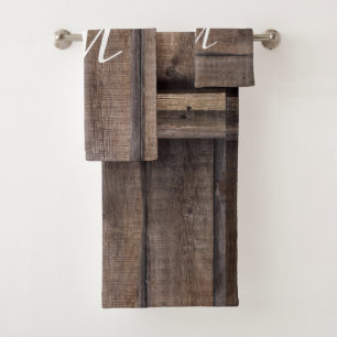 Rustic Country Barn Farmhouse Initial Bath Towel Set