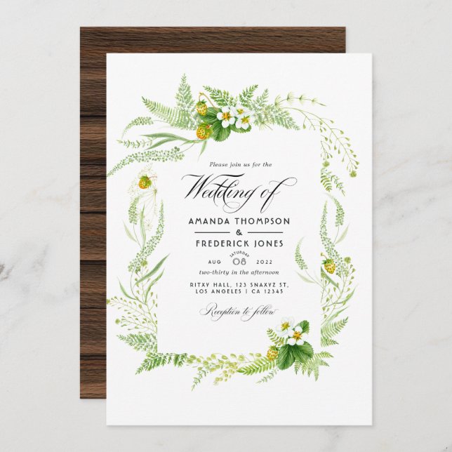Rustic Country Barn Greenery Wedding Photo Invitat Invitation (Front/Back)