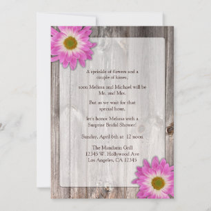 Rustic Country Barn Purple Daisies Bridal Shower Invitation